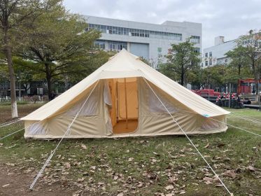 SAM&HAIBEI 6 Persons Canvas Tent Bell Tent Glamping,4 Seasons Yurt Tent for Camping, Heavy Cotton Canvas Tent for Family Camping,Outdoor Hunting