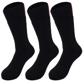 Thermal Insulated Socks for Men Seamless Thermal Socks Shoe Size 8-11.5 3 Pairs (Color: Black)